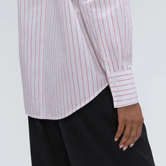 The Oversized Poplin Shirt | Equestrian Red / White
