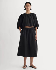 The Gauze Puff-Sleeve Top | Black