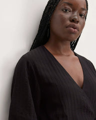 The City Stripe Wrap Dress | Black