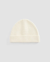 The Cashmere Fine Rib Beanie | Bone