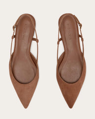 The Studio Slingback Flat | Saddle Brown Suede