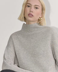 The Fisherman Turtleneck in Wool Cashmere | Light Heather Grey