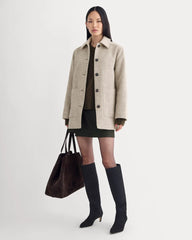 Italian Car Coat | Taupe Herringbone