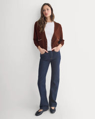 Deep V-Neck Cardigan in Cotton Merino | Whipped Cream
