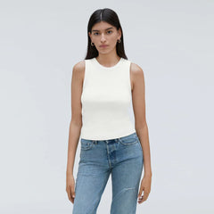 The Ribbed Cutout Tank | White