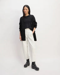 The Oversized Alpaca Pocket Cardigan | Heathered Black