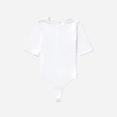 The Short-Sleeve Crew Neck Bodysuit | White | Thong
