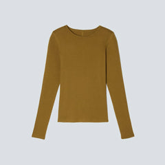 The Pima Micro-Rib Long-Sleeve Crew | Tapenade