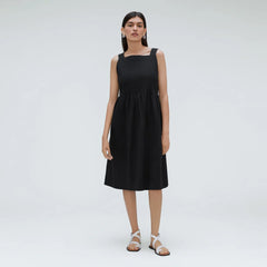 The Seersucker Midi Dress | Black