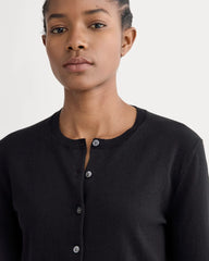 The Cropped Cardigan in Cotton Cashmere | Black
