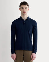 The Long-Sleeve Pique Polo | Deep Navy