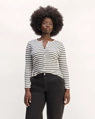 The Vintage Rib Cardigan | Bone / Black