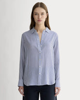 The Must-Have Shirt in Washable Silk | Blue / White