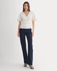 Cinched Top in Stretch Linen | Bone