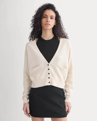 Deep V-Neck Cardigan in Cotton Merino | Canvas