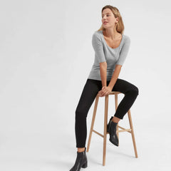 The Luxe Micro-Rib Scoop-Neck Tee | Heathered Grey