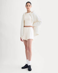 Lounge Rib Cropped Shirt | Bone