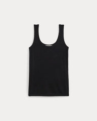 Lace-Trimmed Tank in Fine Linen | Black