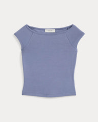 Boatneck Cap-Sleeve Top in Butterknit | Blue Dusk