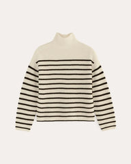 The Fisherman Turtleneck in Wool Cashmere | Bone / Black
