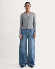 The Cropped Cardigan in Cotton Cashmere | Heather Charcoal