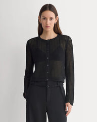 Lace-Knit Cardigan | Black