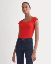 RetroSoft Cotton Square-Neck Tee | Fiery Red