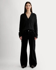 The Oversized Polo in Alpaca | Heathered Black