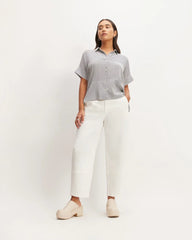 The Boxy Shirt in Washable Silk | Black / White