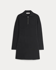Knit Quarter-Zip Polo Dress | Black