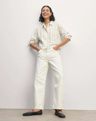 The Way-Short Shirt in Silky Cotton | Bone / Black