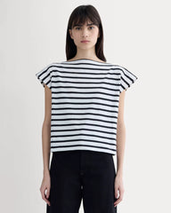 The Oversized Muscle Tee | Bone / Black