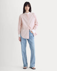 The Oversized Shirt in Ultrasoft Cotton | Pink / White