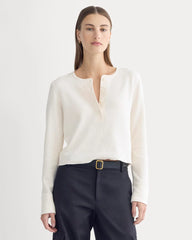 Boxy Henley in Cozy Waffle | Bone