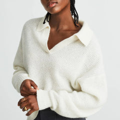 The Alpaca Waffle-Stitch Polo | Snow