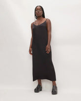 The Hammered Satin Slip Dress | Black
