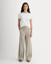 The Wide-Leg Pant in Stretch Linen | Deep Taupe Mini Gingham