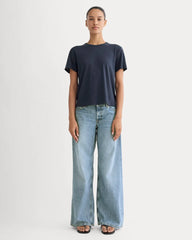 The Box-Cut Tee in Cotton Linen | Navy