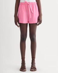 The Drawstring Boxer Short in Linen | Deep Pink