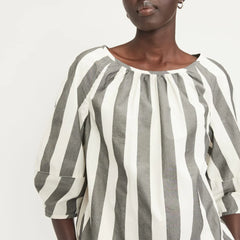The Poplin Scoop-Neck Top | Bone / Black