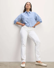 The Way-Short Shirt in Silky Cotton | Mariner Blue / White
