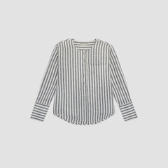 The Linen Popover Shirt | Bone/Navy