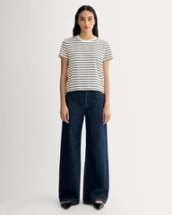 The Box-Cut Tee in Essential Cotton | Bone / Black | No Pocket