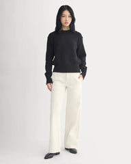 Oversized Cocoon Crew in Elevated Cotton | Black