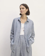 The Must-Have Shirt in Linen | White / Blue