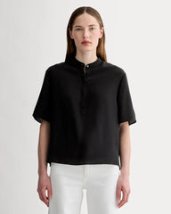 The Popover Top in Washable Silk | Black