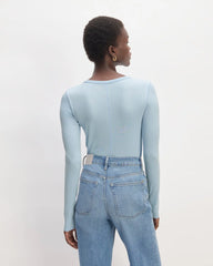 The Luxe Rib Long-Sleeve Crew | Chambray Blue