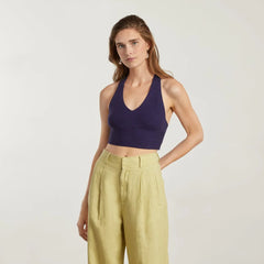 The Cross-Back Cropped Sweater Top | Midnight Blue