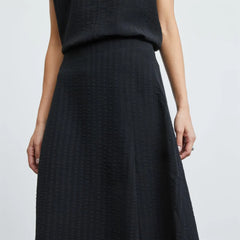 The City Stripe Midi Skirt | Black