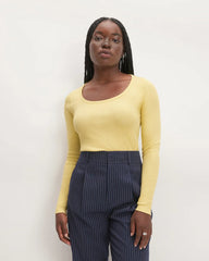 The Luxe Rib Long-Sleeve Scoop-Neck Tee | Raffia
